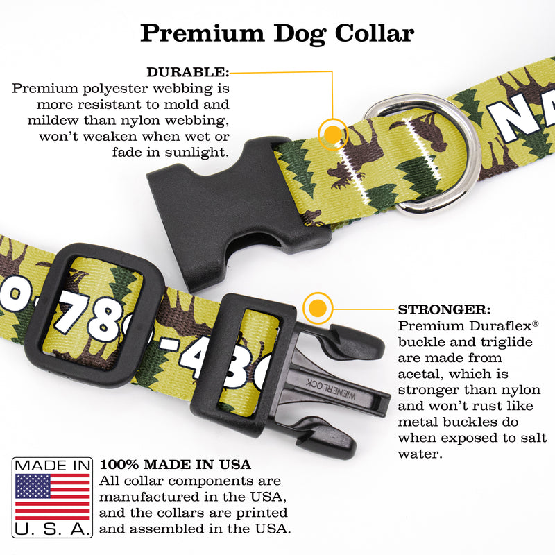 Buttonsmith Moose Woods Custom Dog Collar - Made in USA