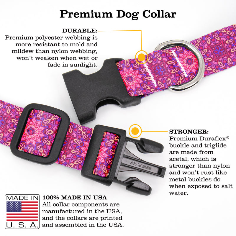 Moroccan Tiles Pink Dog Collar - Made in USA