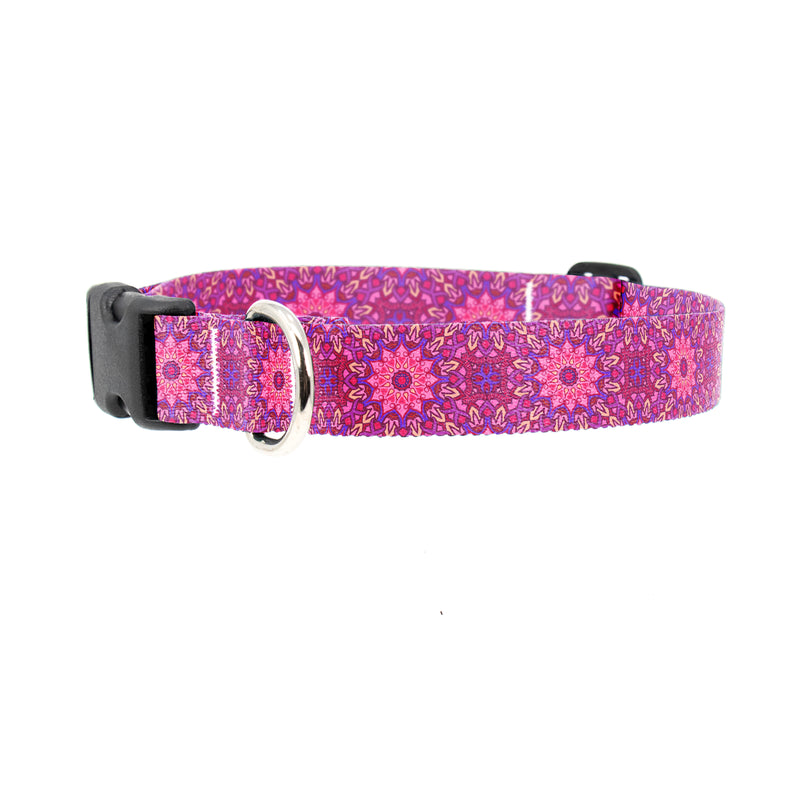 Moroccan Tiles Pink Dog Collar - Made in USA