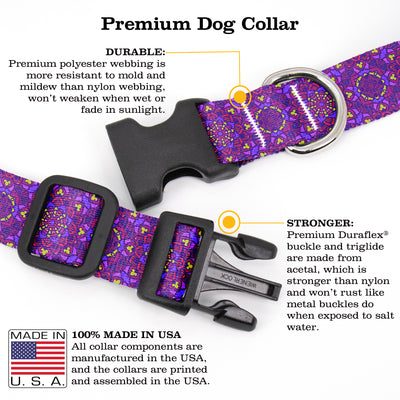 Moroccan Tiles Purple Dog Collar - Made in USA