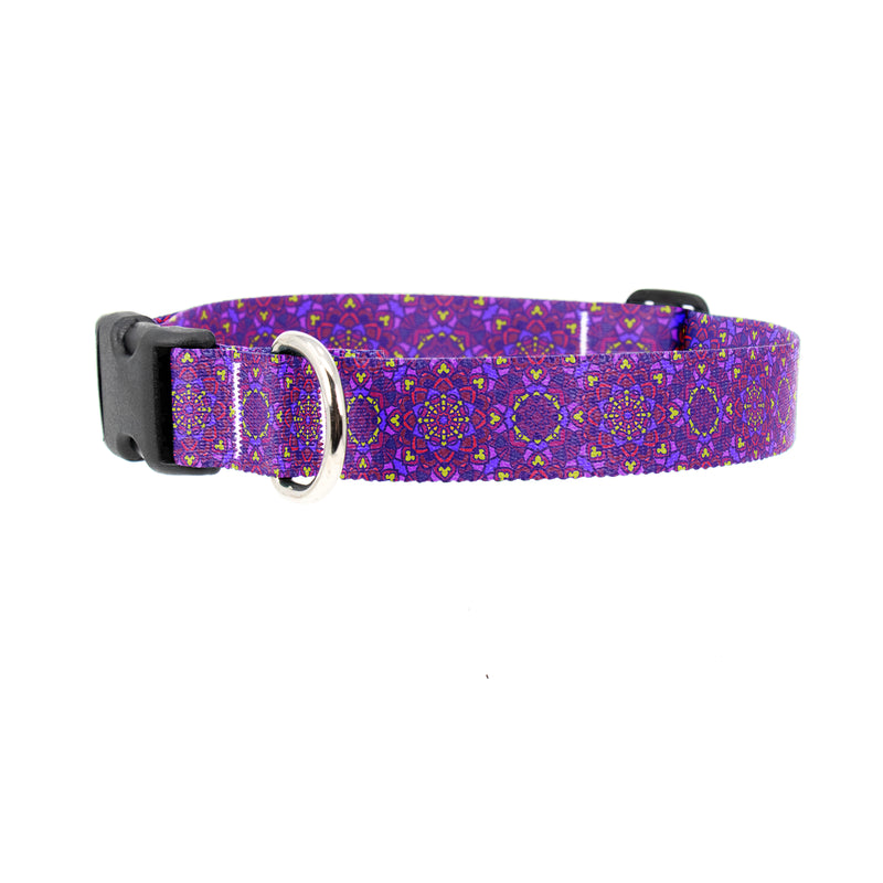 Moroccan Tiles Purple Dog Collar - Made in USA