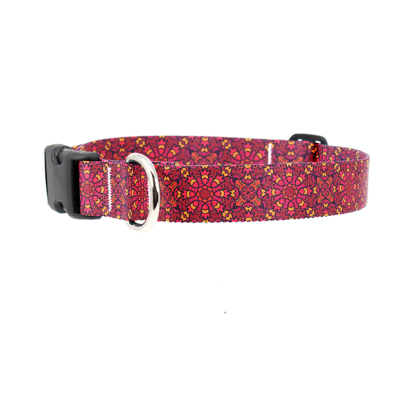 Moroccan Tiles Red Dog Collar - Made in USA