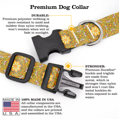 Moroccan Tiles Yellow Dog Collar - Made in USA