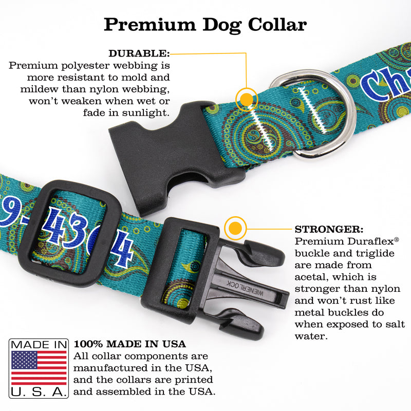 Buttonsmith Paisley Custom Dog Collar - Made in USA