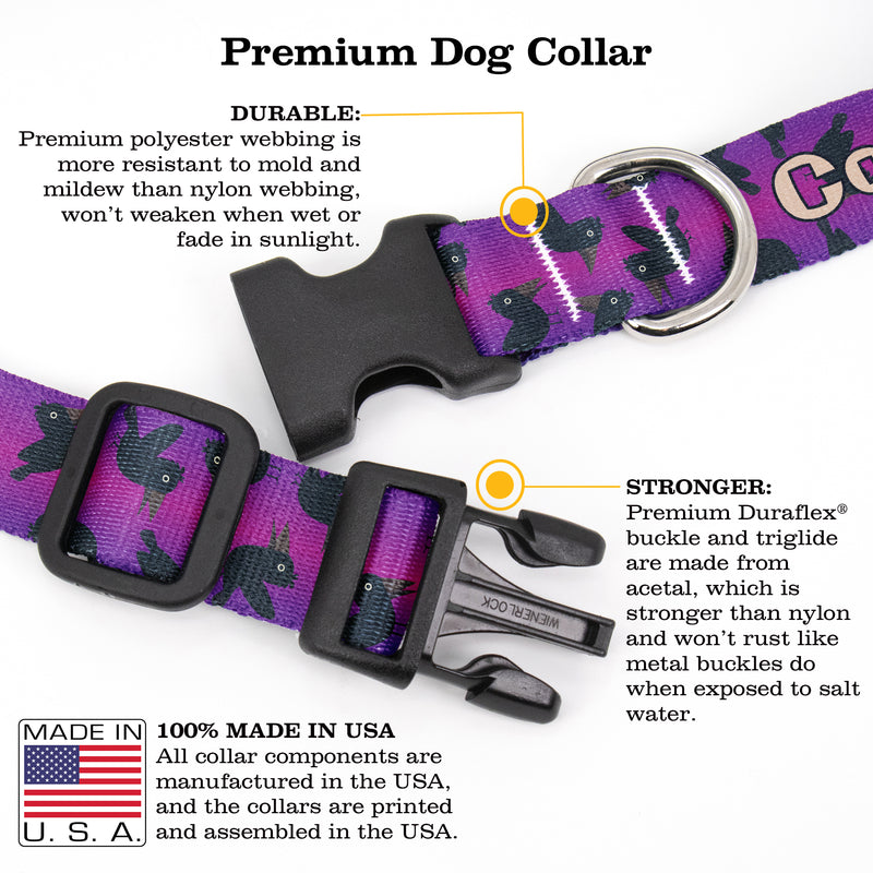 Buttonsmith Purple Crows Custom Dog Collar - Made in USA