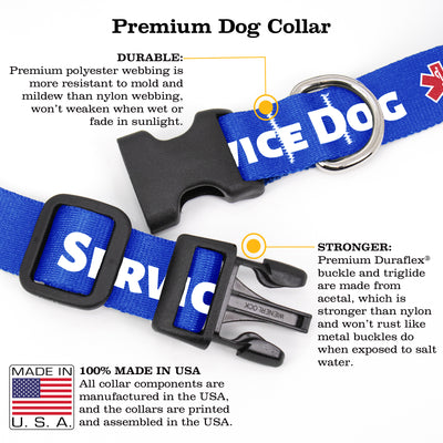 Service Dog Blue Dog Collar - Made in USA