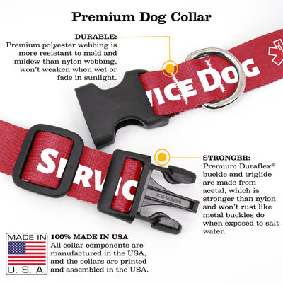 Service Dog Red Dog Collar - Made in USA