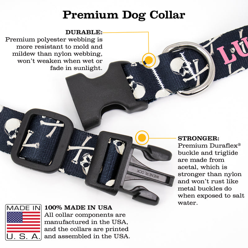 Buttonsmith Skulls Custom Dog Collar - Made in USA