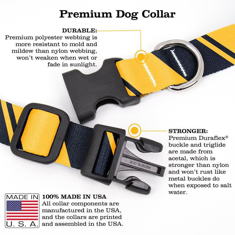 Sporty Black Yellow Dog Collar - Made in USA