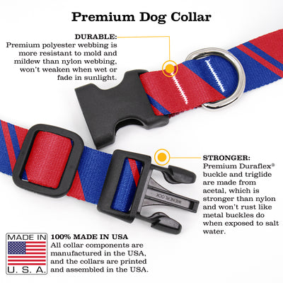 Sporty Blue Red Dog Collar - Made in USA