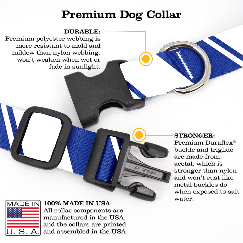 Sporty Blue White Dog Collar - Made in USA
