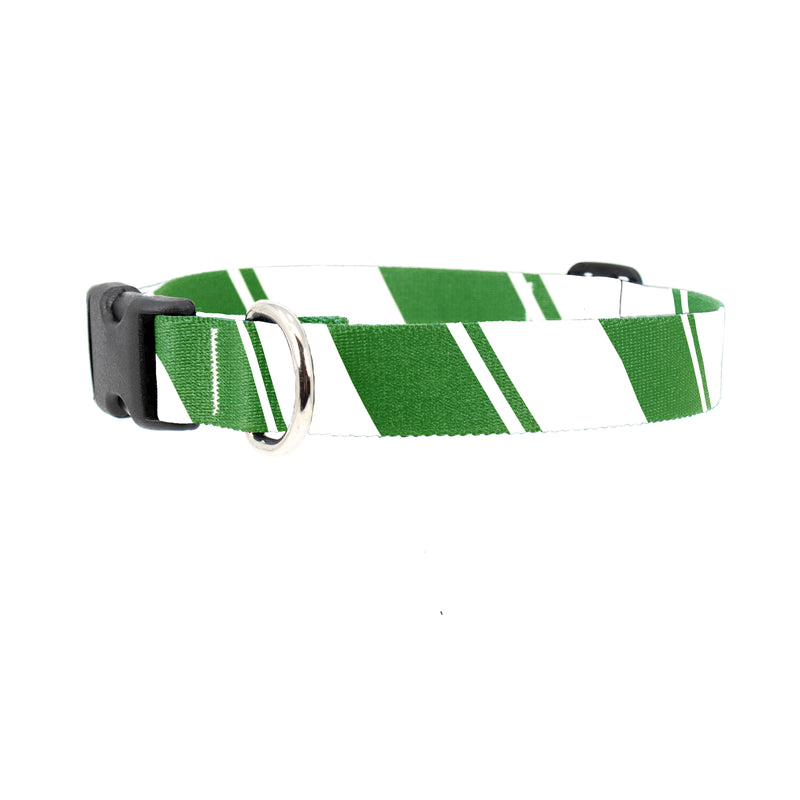 Sporty Green White Dog Collar - Made in USA