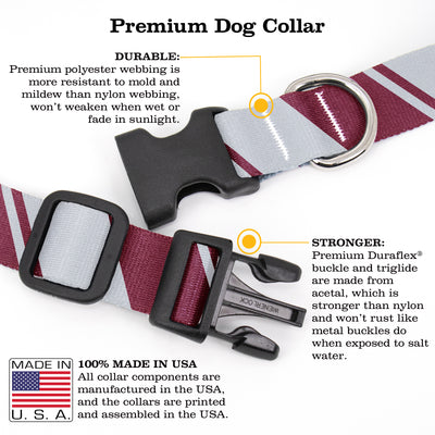 Sporty Maroon Grey Dog Collar - Made in USA