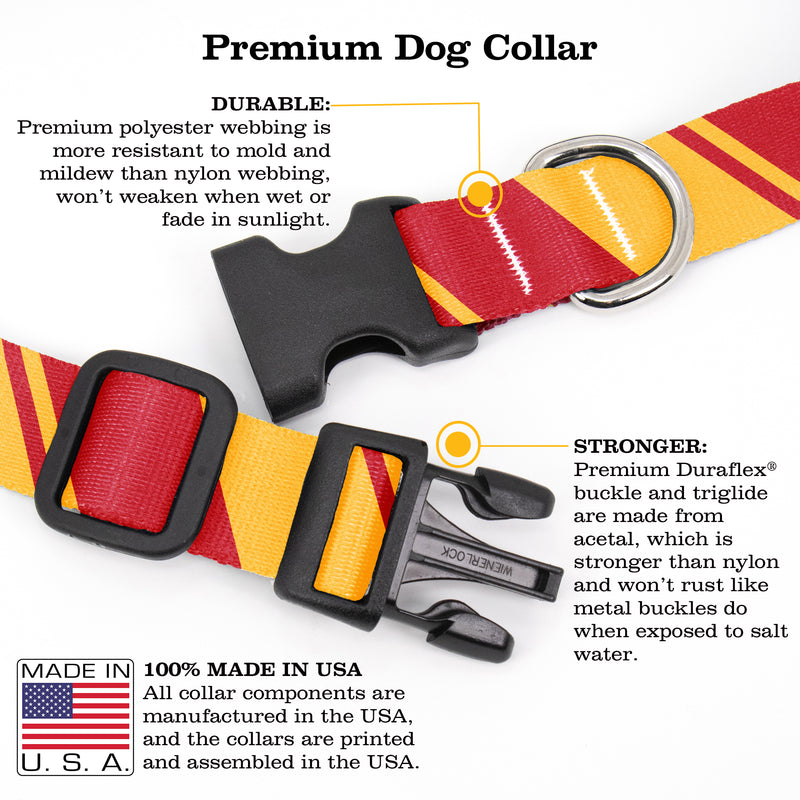 Sporty Red Gold Dog Collar - Made in USA