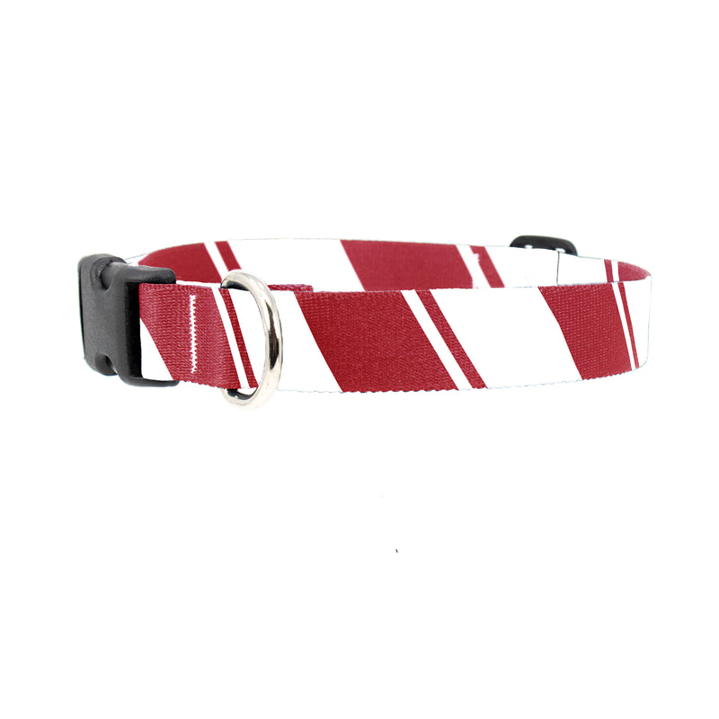 Sporty Red White Dog Collar - Made in USA
