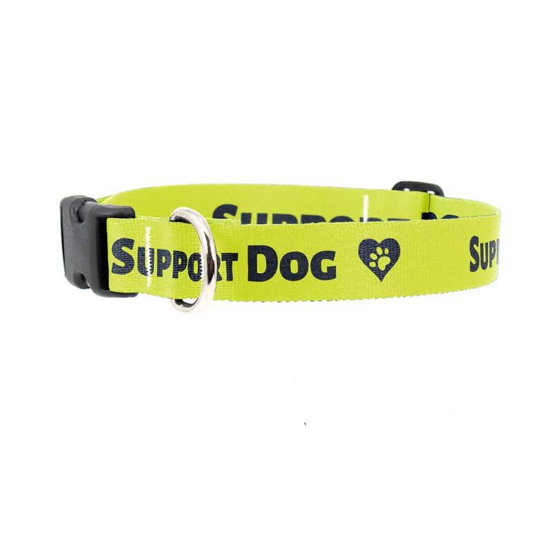 Support Dog High Visibility Yellow Dog Collar - Made in USA