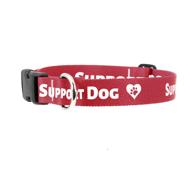 Support Dog Red Dog Collar - Made in USA