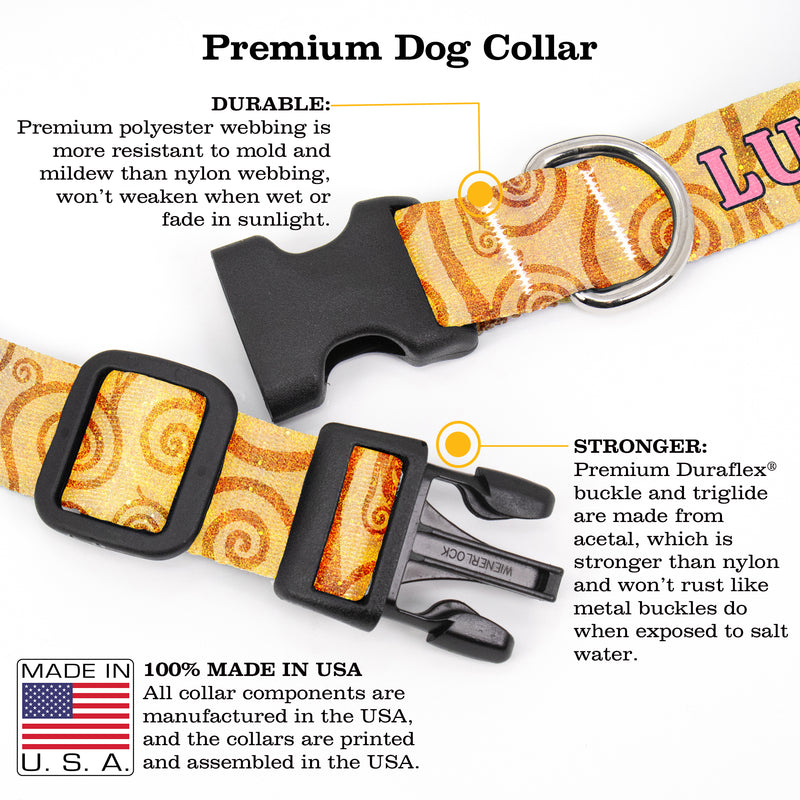 Buttonsmith Swirls Custom Dog Collar - Made in USA