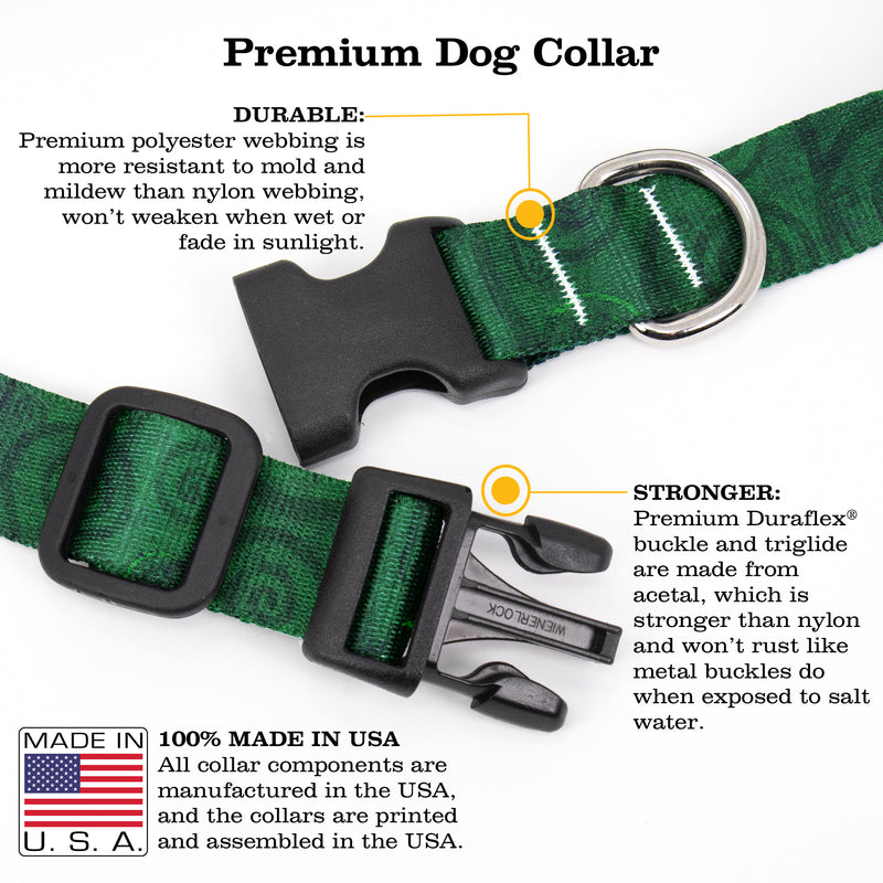 Swirls Emerald Dog Collar - Made in USA