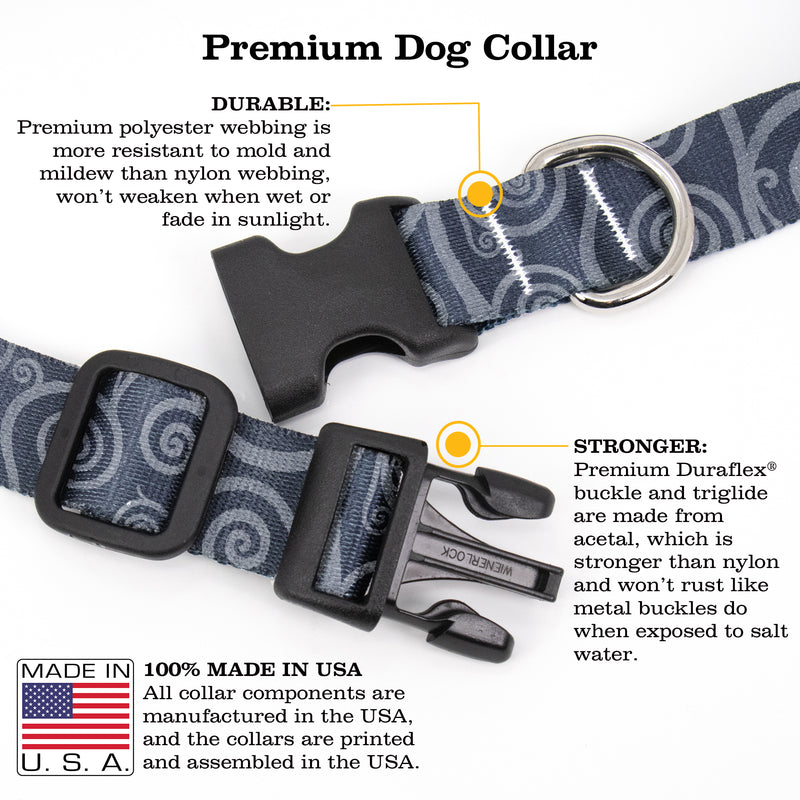 Swirls Obsidian Dog Collar - Made in USA