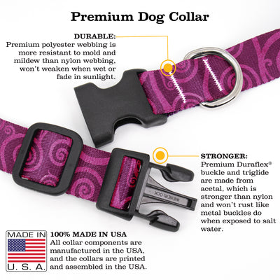 Swirls Ruby Dog Collar - Made in USA