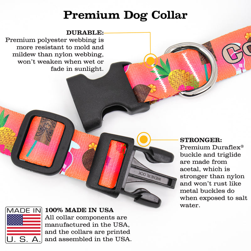 Buttonsmith Tiki Drink Custom Dog Collar - Made in USA