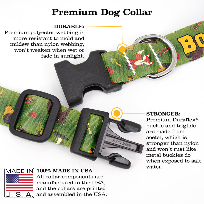 Buttonsmith Woodland Creatures Custom Dog Collar - Made in USA