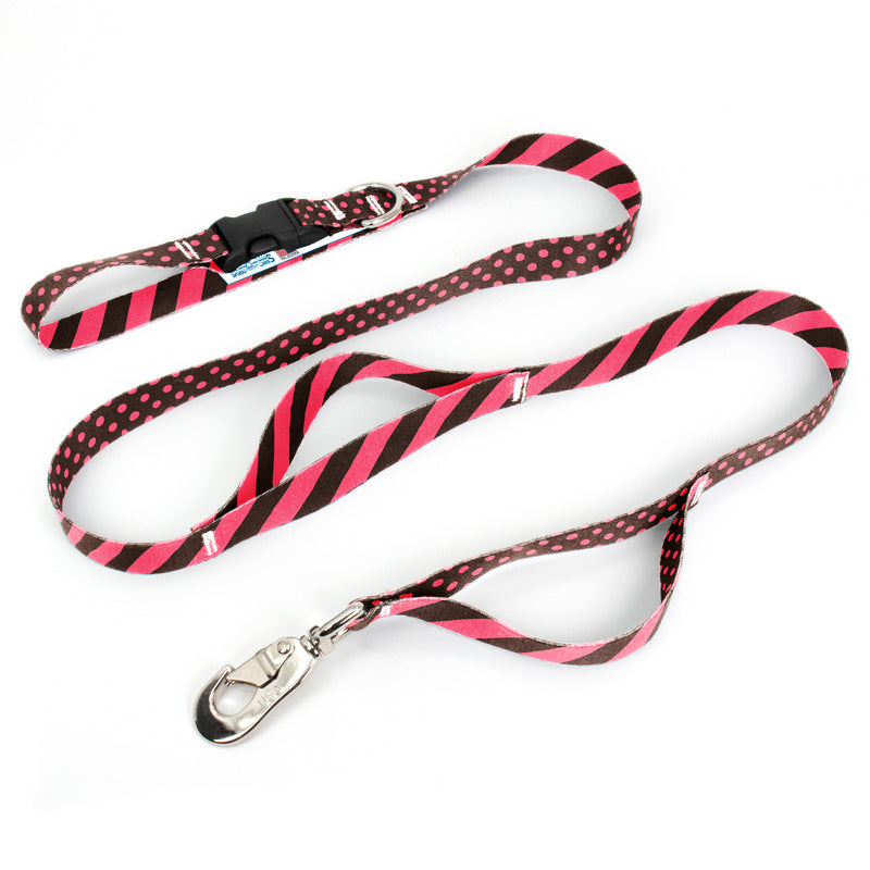 Coco Pink Dots and Stripes Fab Grab Leash - Made in USA