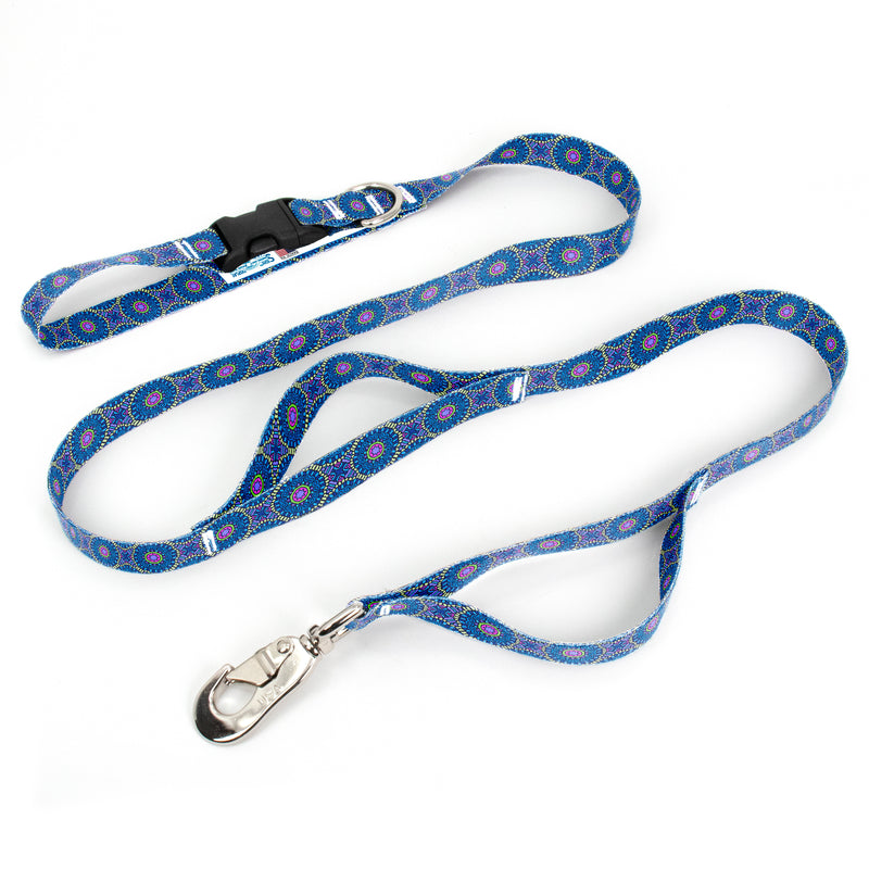 Moroccan Tiles Blue Fab Grab Leash - Made in USA