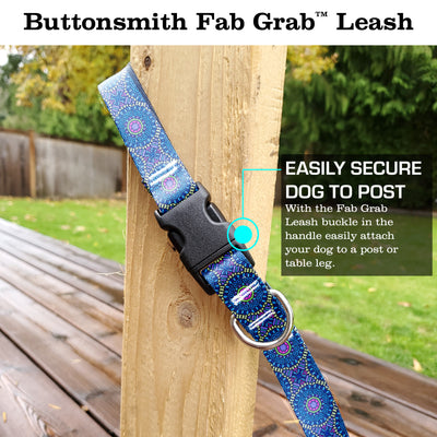Moroccan Tiles Blue Fab Grab Leash - Made in USA