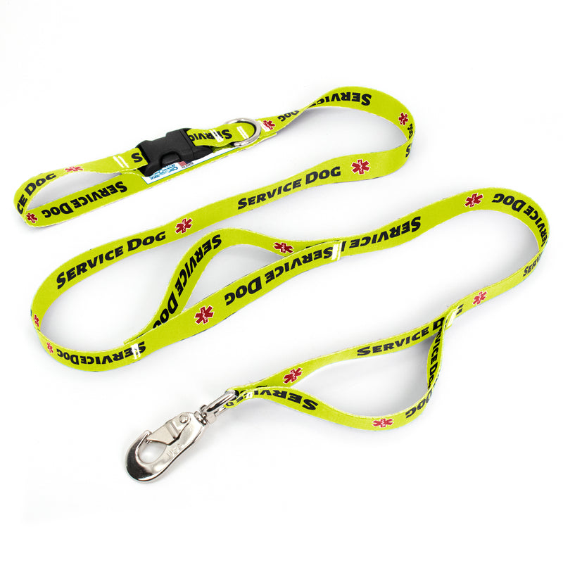 Service Dog High Visibility Yellow Fab Grab Leash - Made in USA