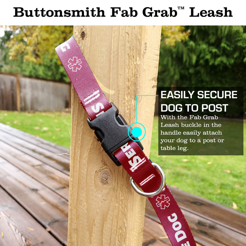 Service Dog Red Fab Grab Leash - Made in USA