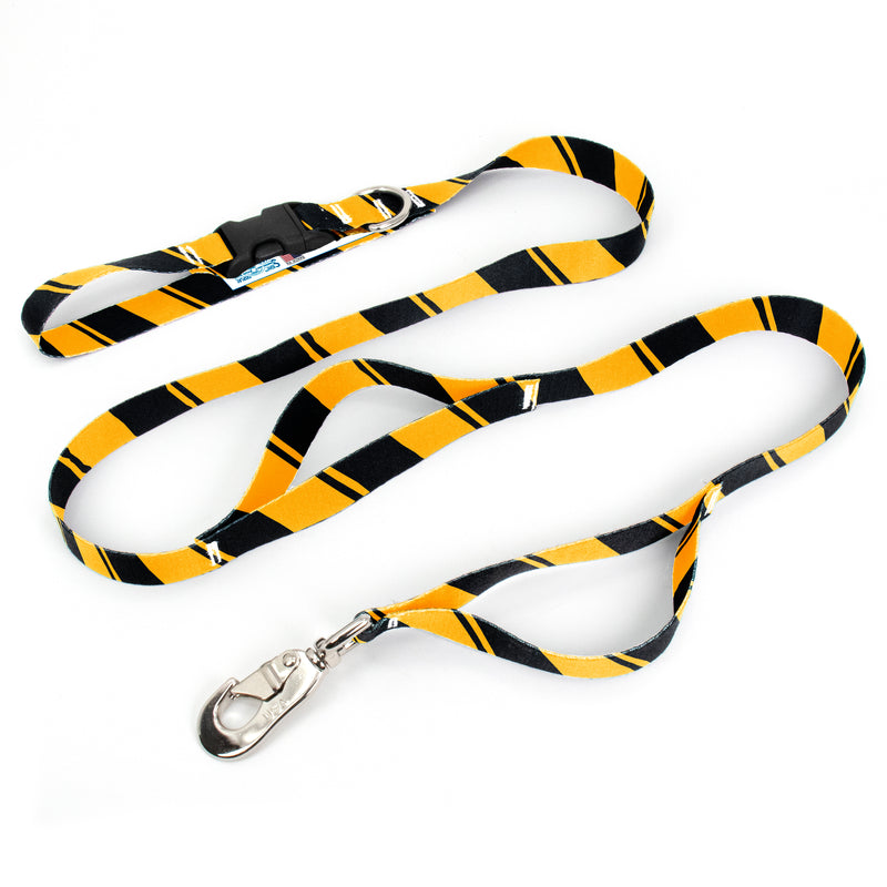 Sporty Black Yellow Fab Grab Leash - Made in USA