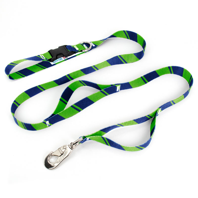 Sporty Blue Green Fab Grab Leash - Made in USA