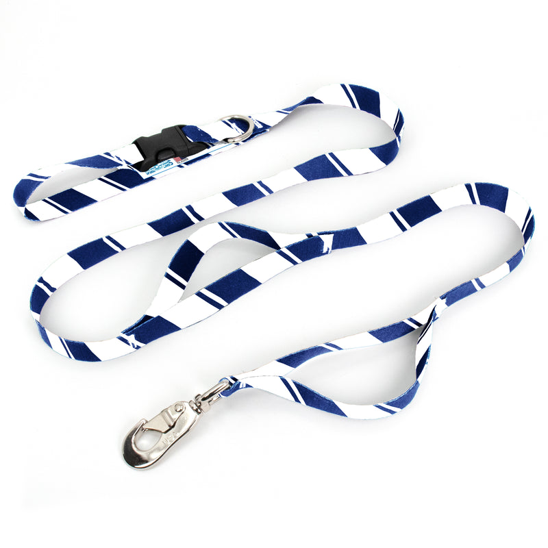 Sporty Blue White Fab Grab Leash - Made in USA