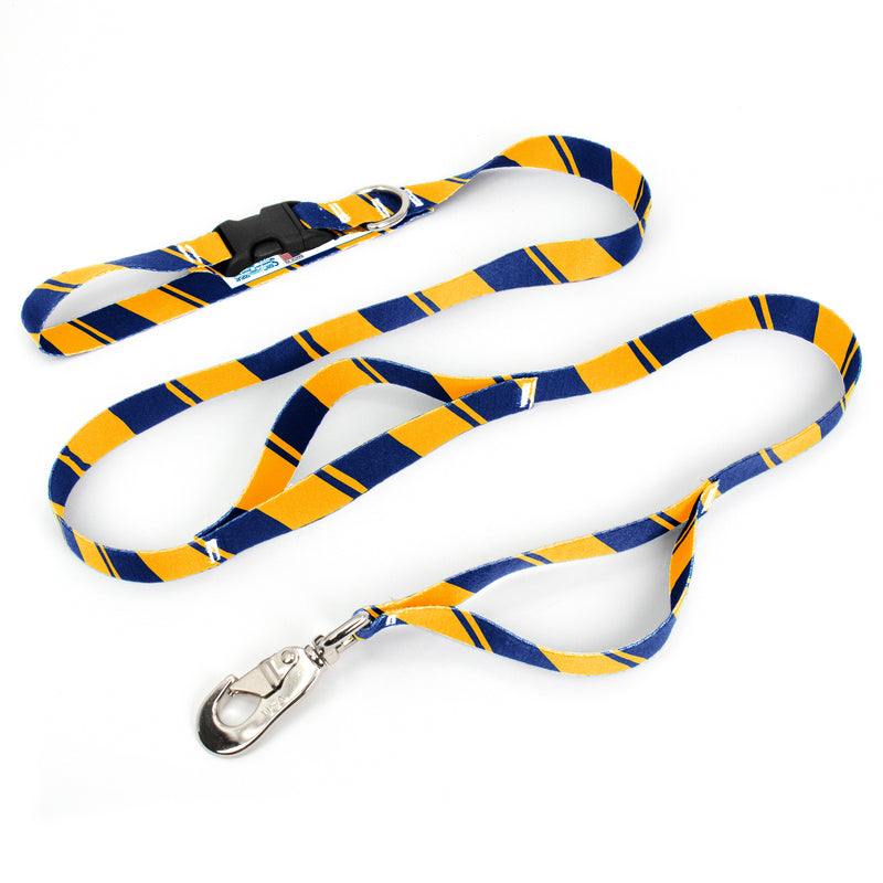 Sporty Blue Yellow Fab Grab Leash - Made in USA
