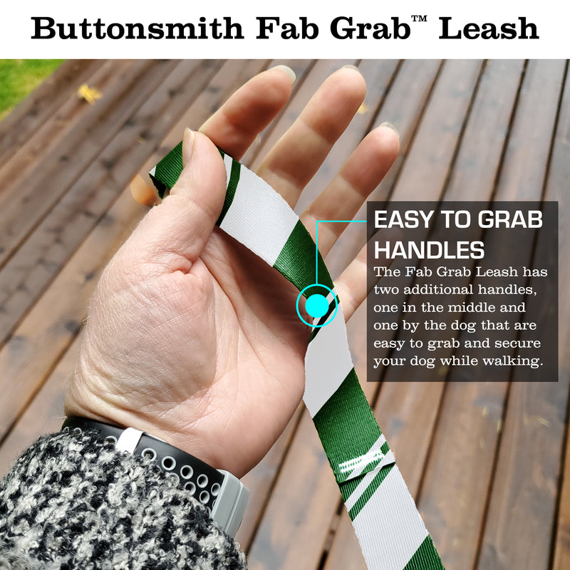 Sporty Green White Fab Grab Leash - Made in USA