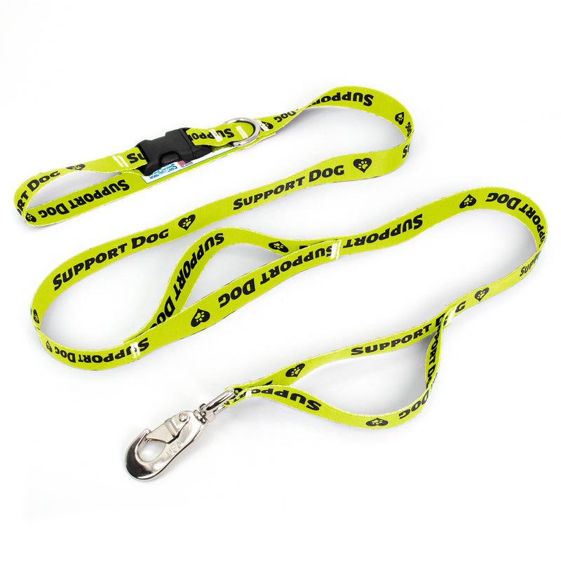 Support Dog High Visibility Yellow Fab Grab Leash - Made in USA