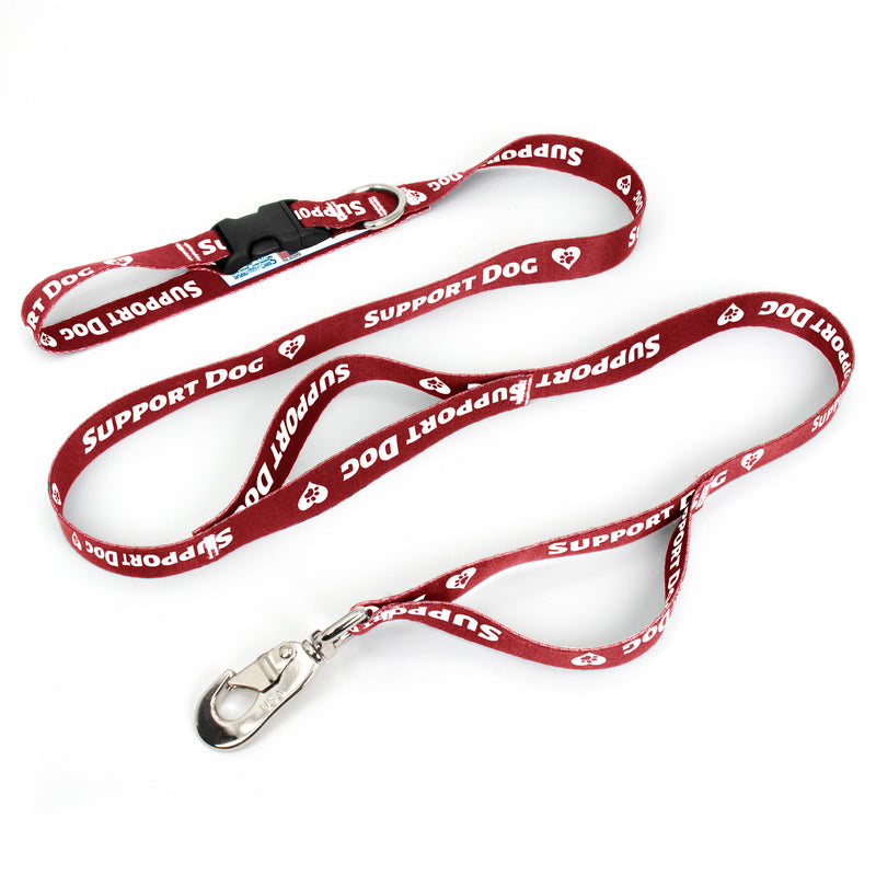 Support Dog Red Fab Grab Leash - Made in USA