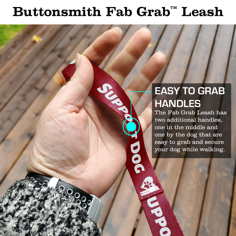 Support Dog Red Fab Grab Leash - Made in USA