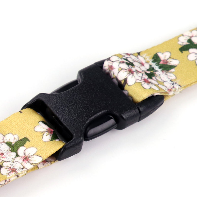 Buttonsmith Cherry Blossoms on Gold Custom Lanyard - Made in USA - Buttonsmith Inc.