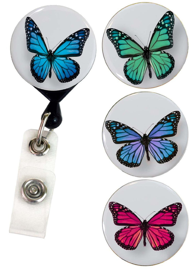 Buttonsmith Butterflies Tinker Reel Badge Reel – Made in USA Badge Reel with Pin Back / Butterfly
