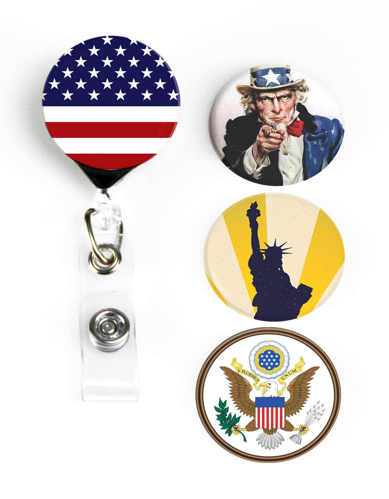 Buttonsmith® Uncle Sam Tinker Reel® Badge Reel – Made in USA – Buttonsmith  Inc.