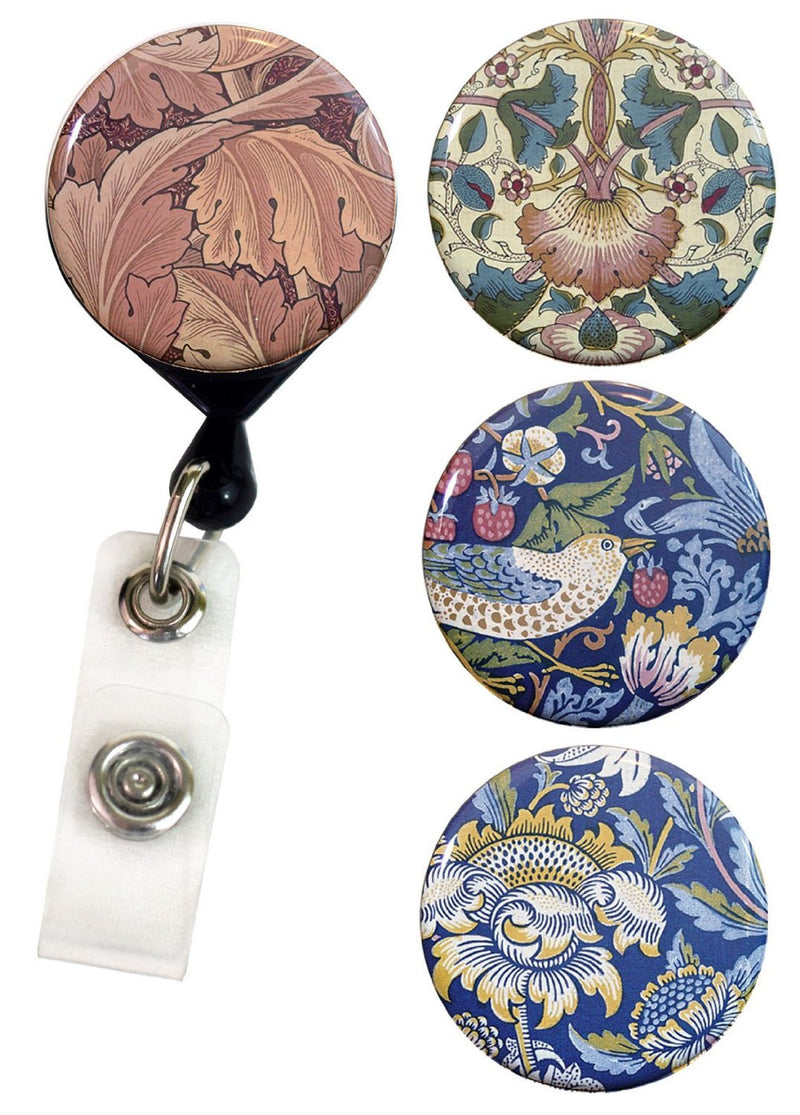 Buttonsmith® William Morris Acanthus Tinker Reel® Badge Reel – Made in USA - Buttonsmith Inc.