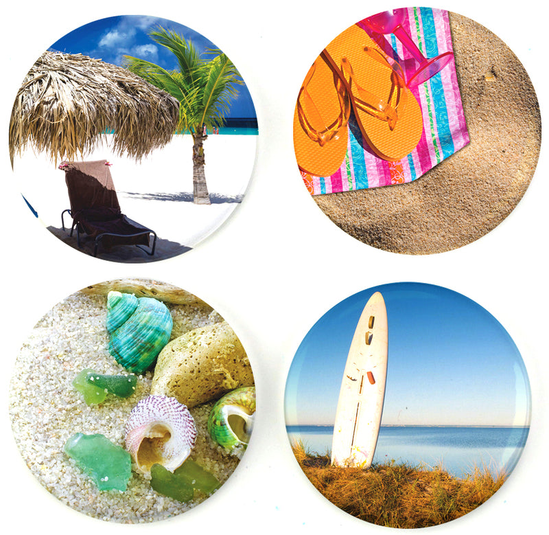 Buttonsmith® At The Beach Tinker Top® Set – Made in USA – for use with Tinker Reel® Badge Reels - Buttonsmith Inc.