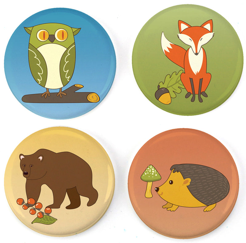 Buttonsmith® Woodland Creatures Tinker Top® Set Made in USA for use with Tinker Reel® Badge Reels - Buttonsmith Inc.