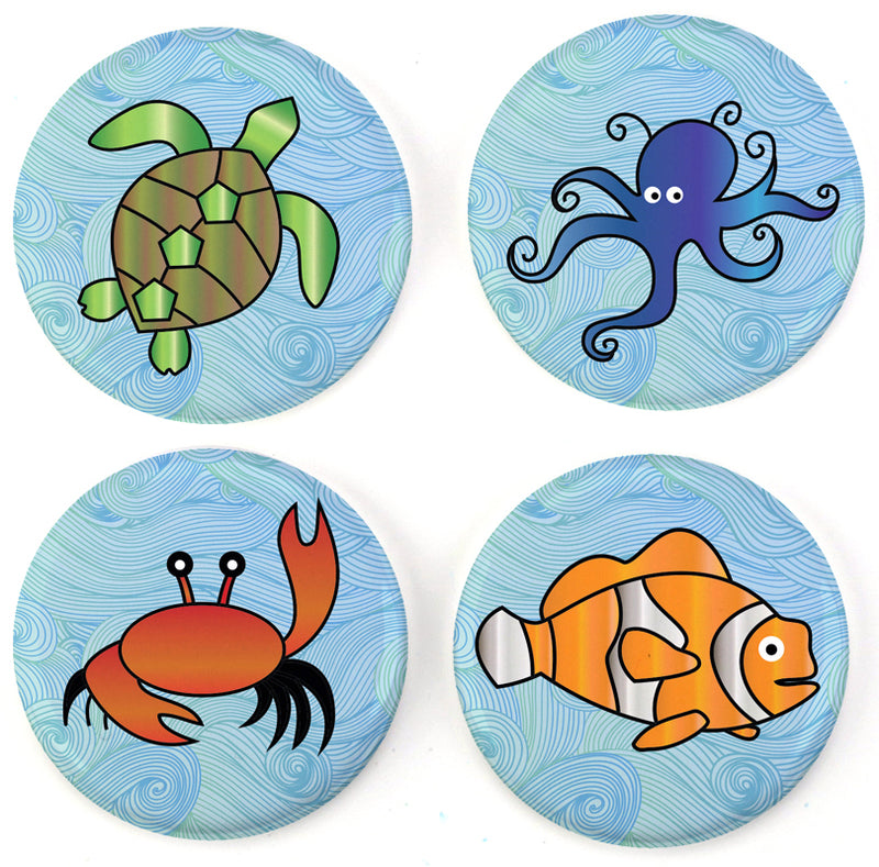 Buttonsmith® Sea Creatures Tinker Top® Set – Made in USA – for use with Tinker Reel® Badge Reels - Buttonsmith Inc.