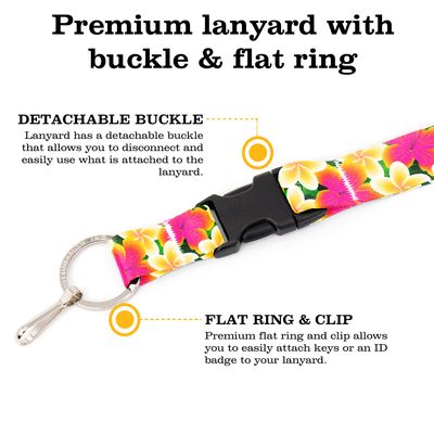 Aloha Lei Custom Lanyard - with Buckle and Flat Ring - Made in the USA