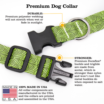 Olive Greek Swirls Dog Collar - Made in USA
