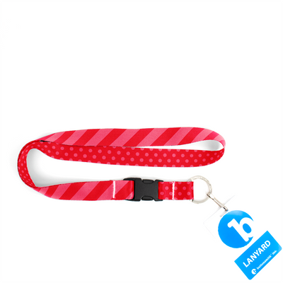 Pink Stripes Premium Lanyard - with Buckle and Flat Ring - Made in the USA